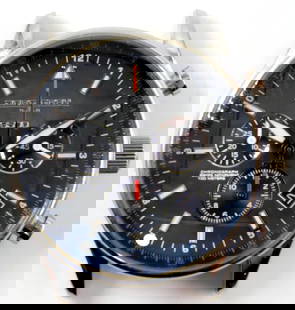Jorg Gray JG6500-44 Black Chronograph Men's Watch: Jorg Gray 6500 chronograph watch featuring a stainless steel case and sapphire crystal The watch includes a black analog dial with multiple sub-dials, date display, and 100-meter water resistance Mark