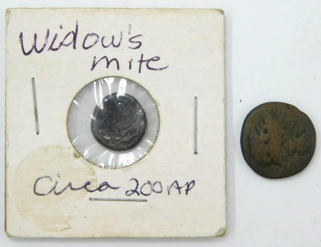 Widow's Mite Ancient Coin, Circa 200 AD and Other unknown Ancient Coin (1 of 6)