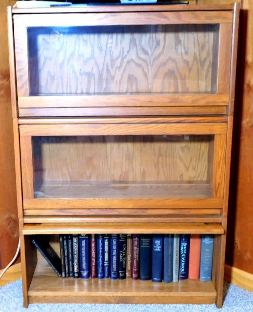 Three-Shelf Barrister-Style Oak Bookcase w/ Glass Doors (1 of 9)