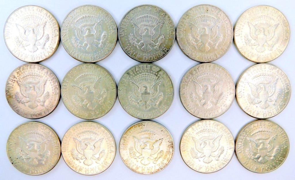 1964 Kennedy Silver Half Dollars, 15 Coins - 2