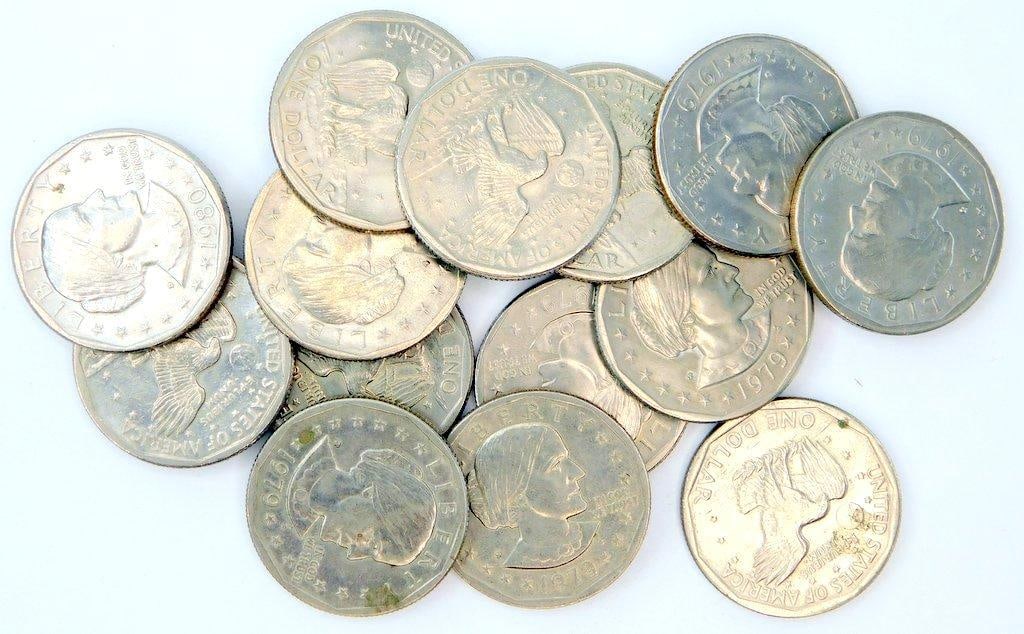 Susan B. Anthony One Dollar Coins - Mixed Dates, 14 Pieces - 3