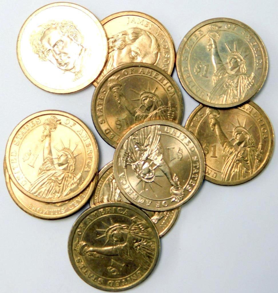 U.S. Presidential $1 Coins and Statue of Liberty Reverse, 10 Pieces - 2