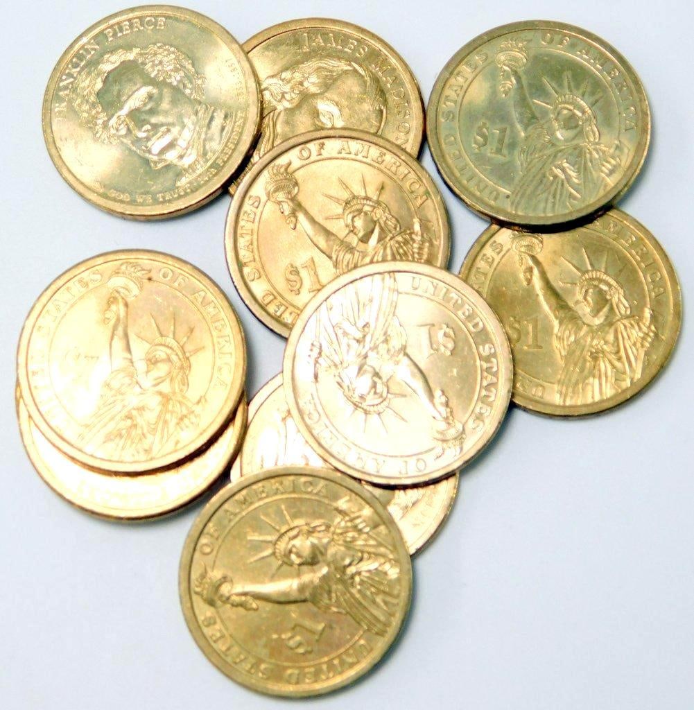 U.S. Presidential $1 Coins and Statue of Liberty Reverse, 10 Pieces - 3