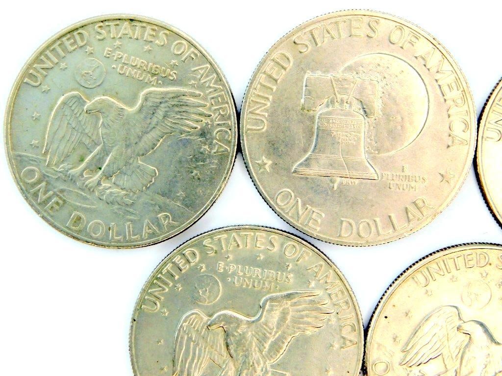 Five Eisenhower Dollar Coins (1971, 1974, 1976, 1978) - 5