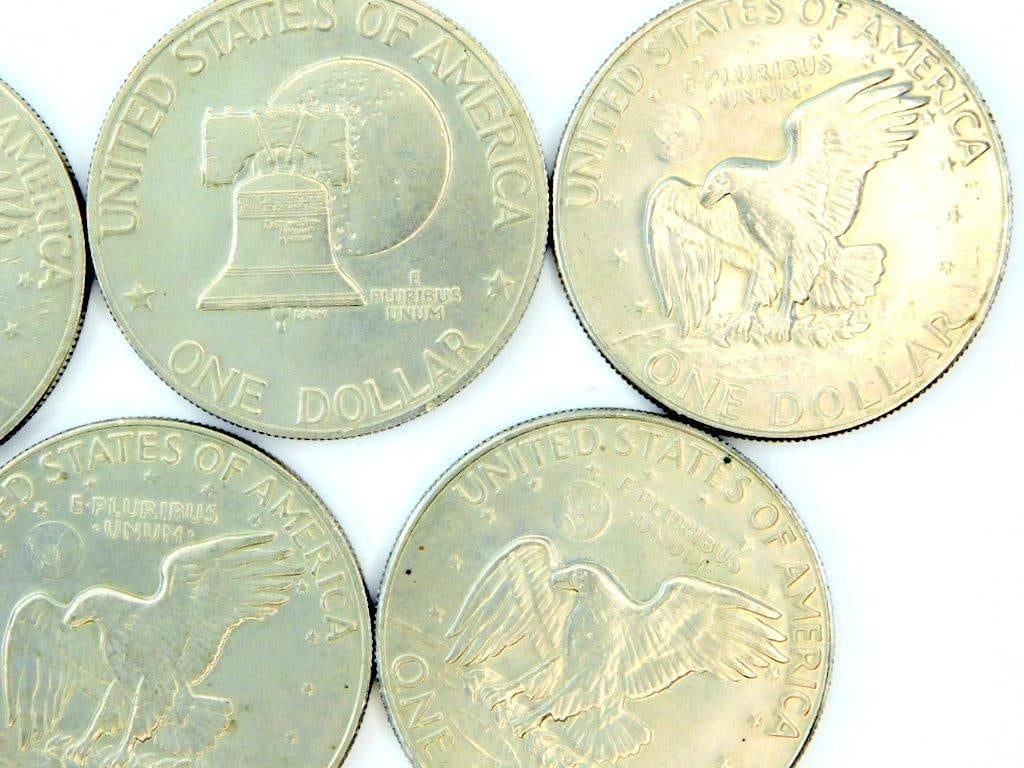 Five Eisenhower Dollar Coins (1971, 1974, 1976, 1978) - 6