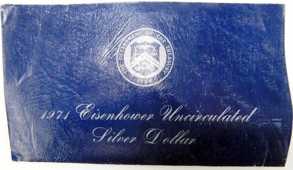 Two, '71 Eisenhower Uncirculated Silver Dollar Sets, and Three Coins - 2