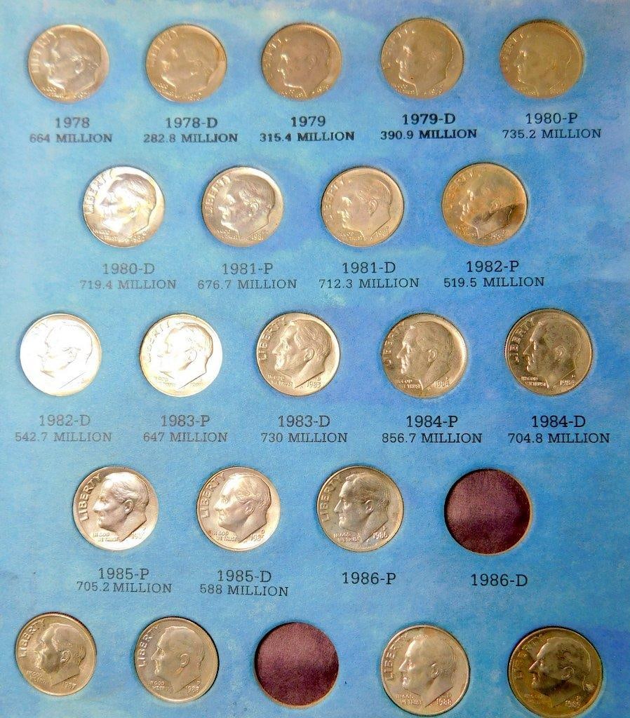 Roosevelt Dimes Coin Collection in Whitman Folders - 9