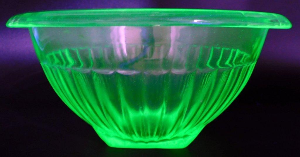 Uranium Glass Bowl w/ Ribbed Design (1 of 5)