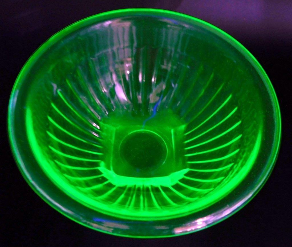 Uranium Glass Bowl w/ Ribbed Design - 2