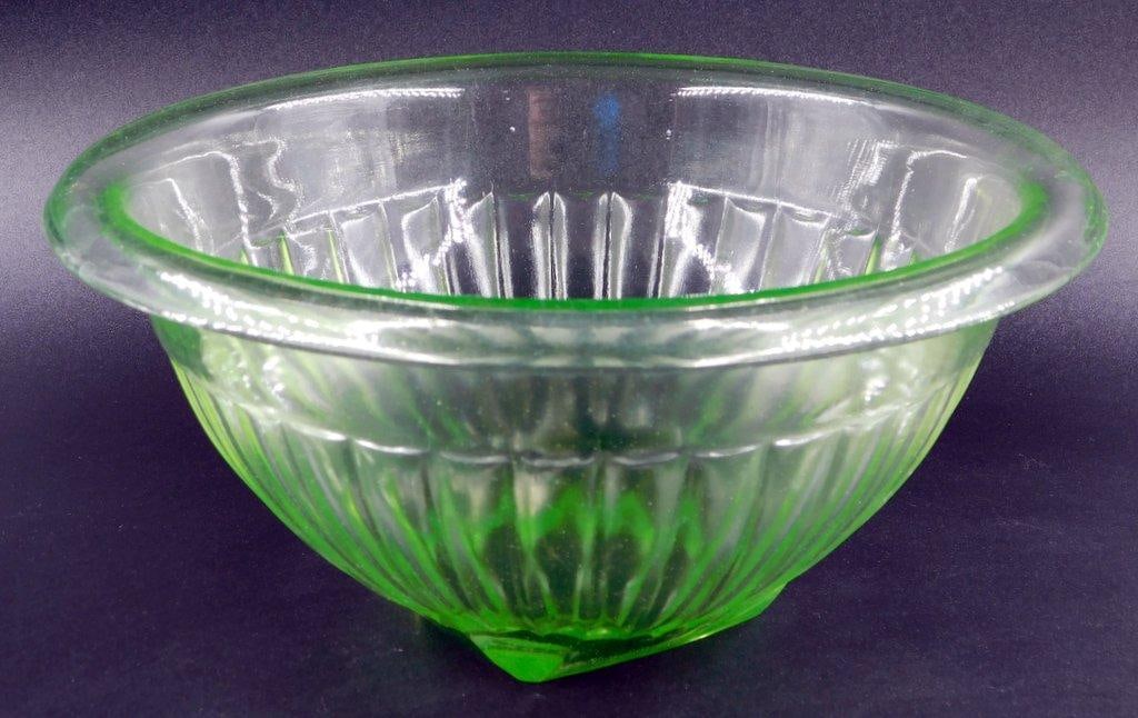 Uranium Glass Bowl w/ Ribbed Design - 3