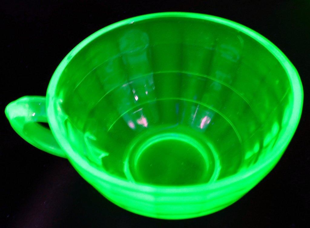 Set of Uranium Glass Teacups w/ Fluorescent Glow, (11) - 2