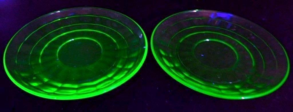 Uranium Glass Saucers, (2) (1 of 5)