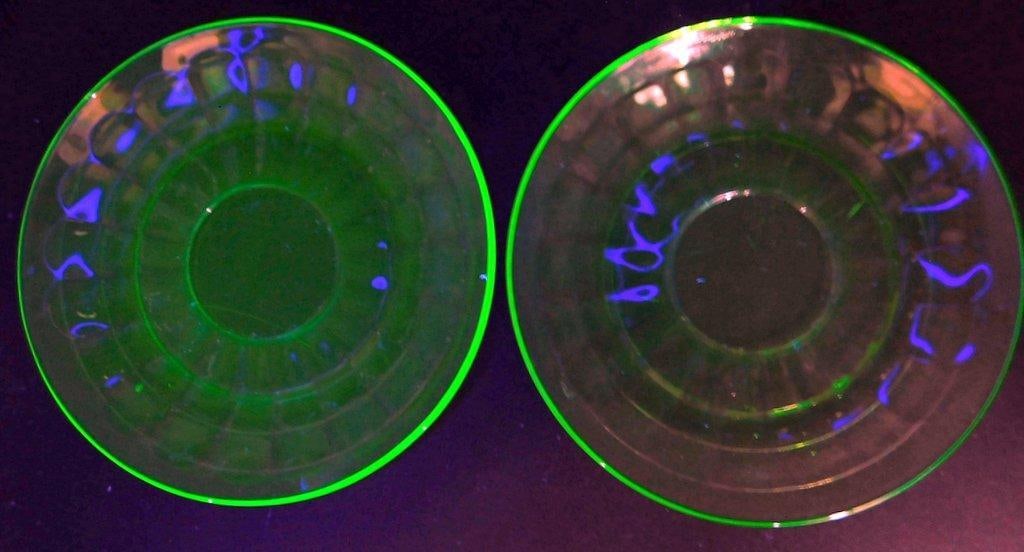 Uranium Glass Saucers, (2) - 2