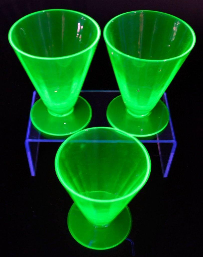 Green Depression Glass Vaseline Cups, (3) (1 of 5)