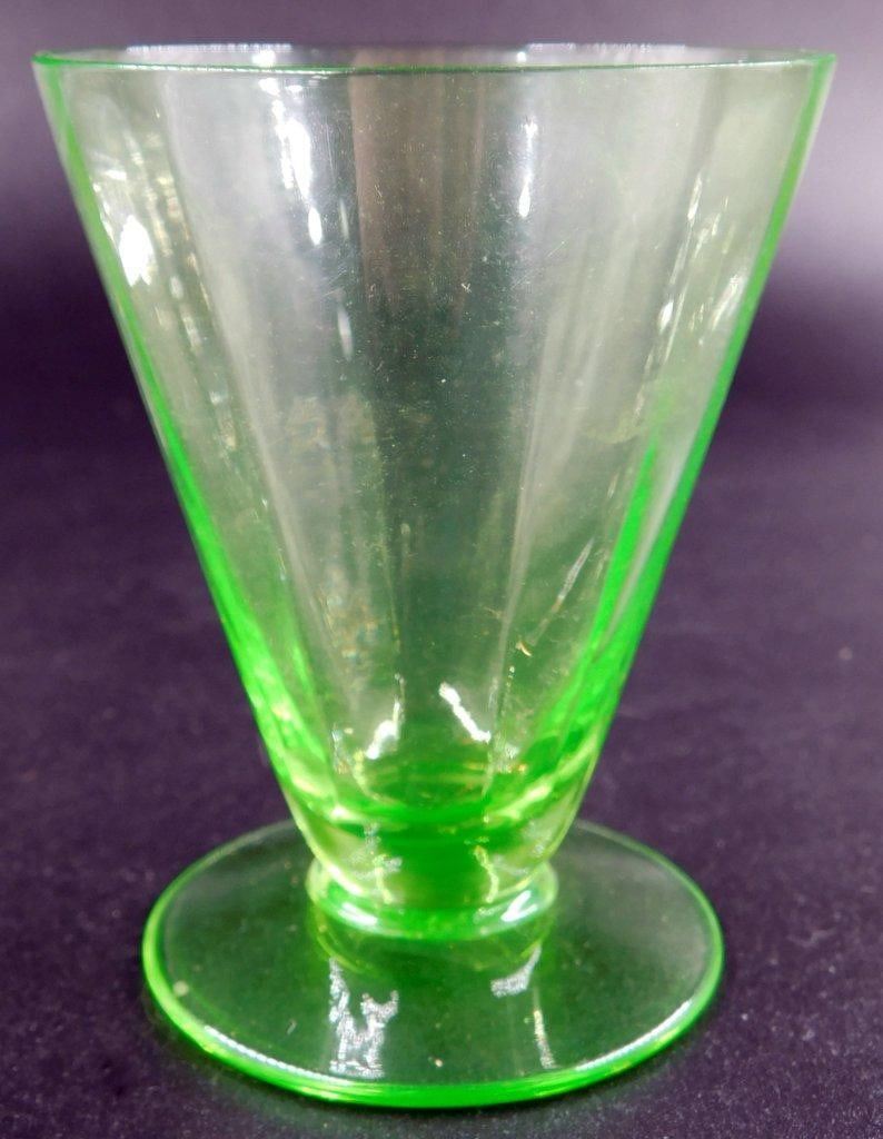 Green Depression Glass Vaseline Cups, (3) - 3