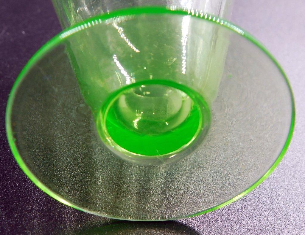 Green Depression Glass Vaseline Cups, (3) - 4