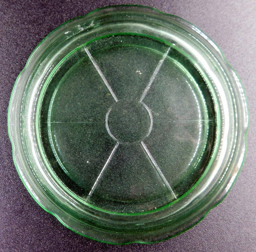 Set of Four Green Depression Uranium Glass Coasters - 6