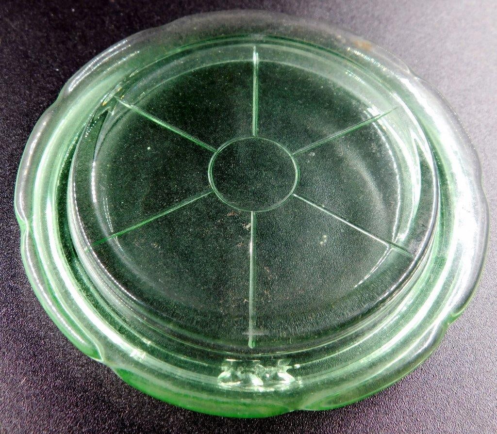 Set of Four Green Depression Uranium Glass Coasters - 7