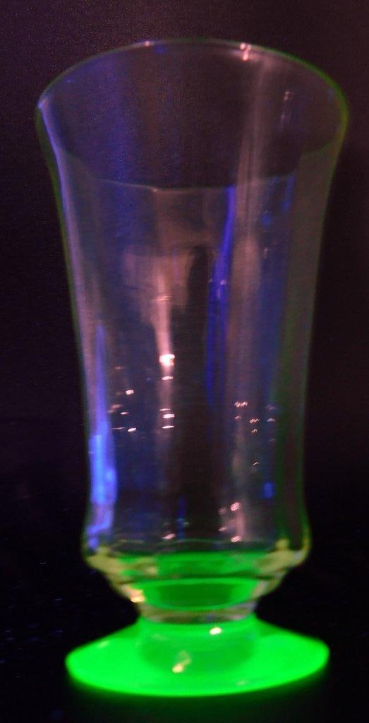 Uranium Glass Footed Tumblers w/ Green Bases, (4) - 2