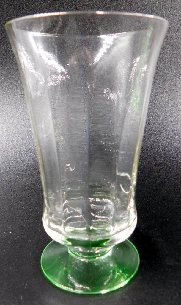 Uranium Glass Footed Tumblers w/ Green Bases, (4) - 4