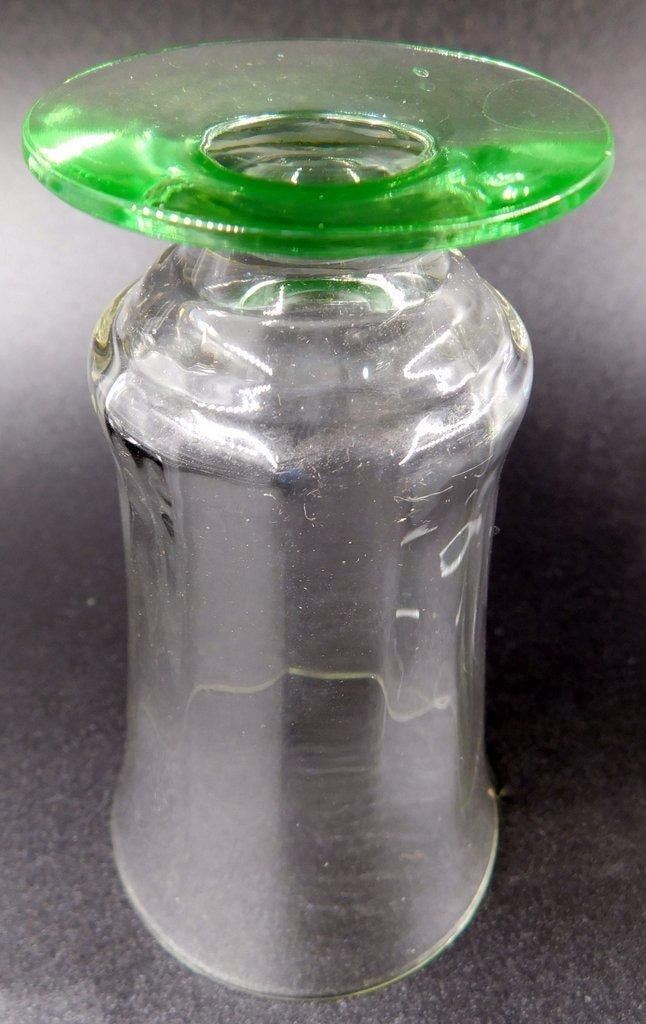 Uranium Glass Footed Tumblers w/ Green Bases, (4) - 5