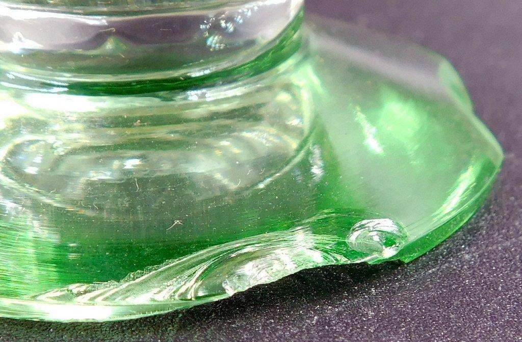 Uranium Glass Footed Tumblers w/ Green Bases, (4) - 6