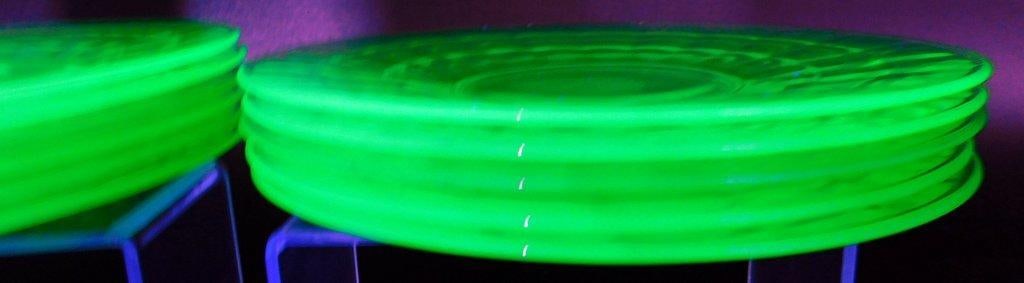 Green Uranium Glass Set of Eighteen (18) Small Plates - 3