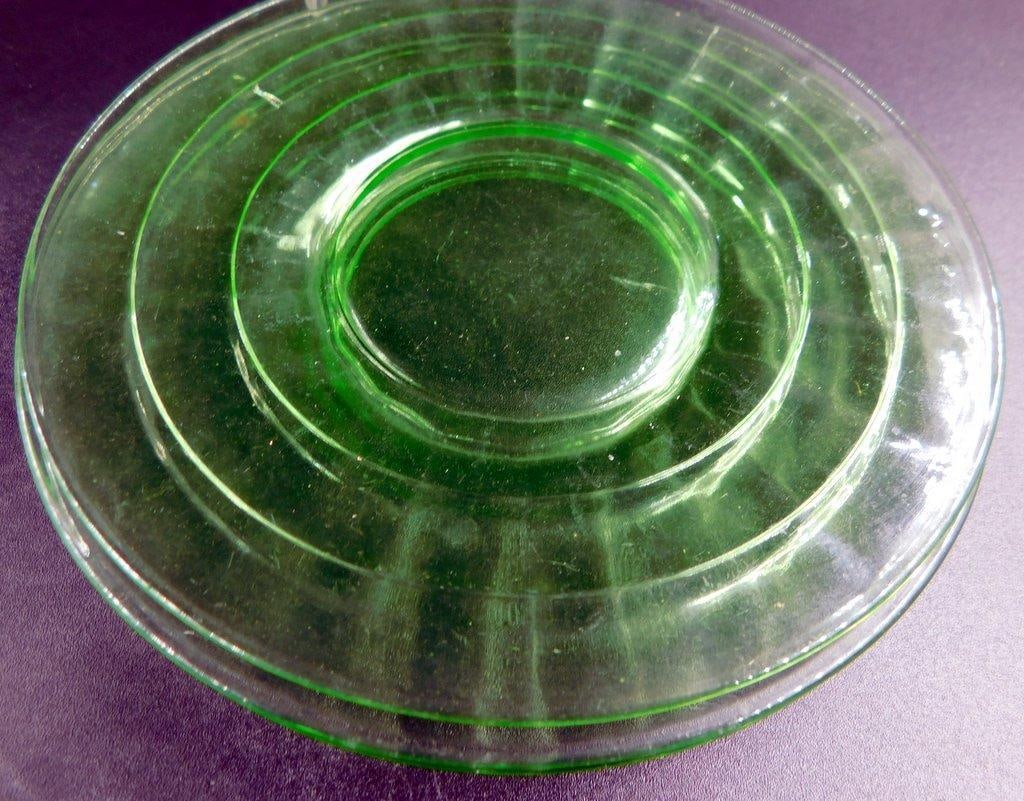 Green Uranium Glass Set of Eighteen (18) Small Plates - 6