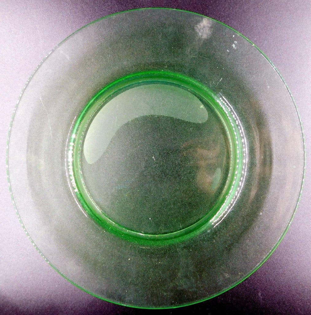 Two Green Vaseline Glass Plates - 10