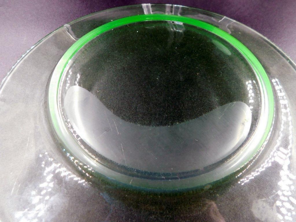 Two Green Vaseline Glass Plates - 12