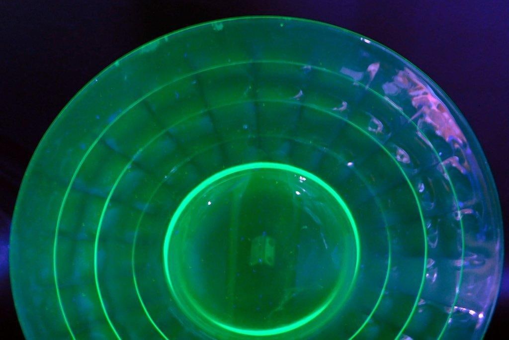 Two Green Vaseline Glass Plates - 4