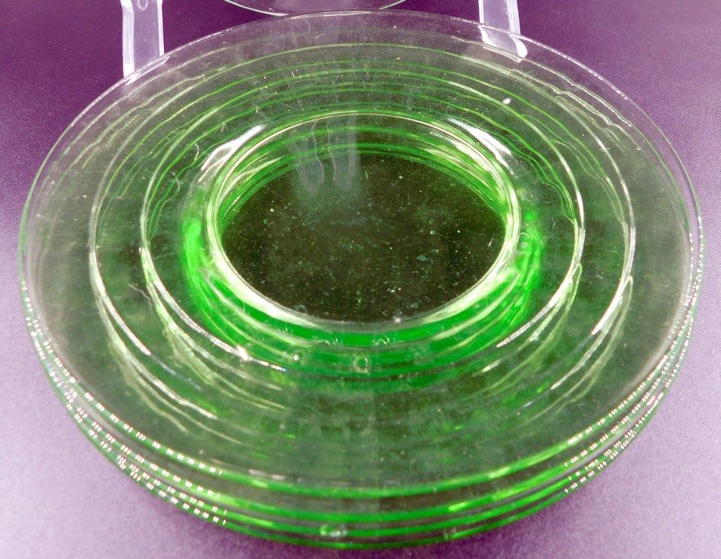 Uranium Glass Luncheon Plates, (5) - 5