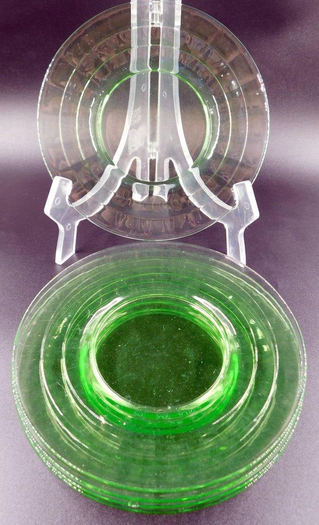 Uranium Glass Luncheon Plates, (5) - 6