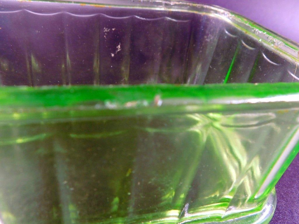 Green Uranium Glass Rectangular Refrigerator Dish - 8