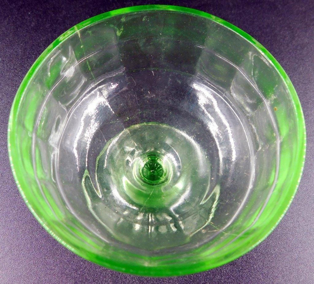 Green Uranium Glass Sherbet Cups with Sunburst Base, (5) - 7