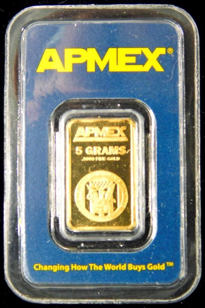 5 GRAMS of .9999 Fine Gold, APMEX (1 of 2)