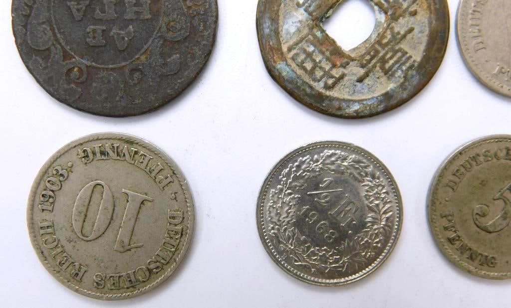 Collection of International Coins, Various Denominations and Dates - 10