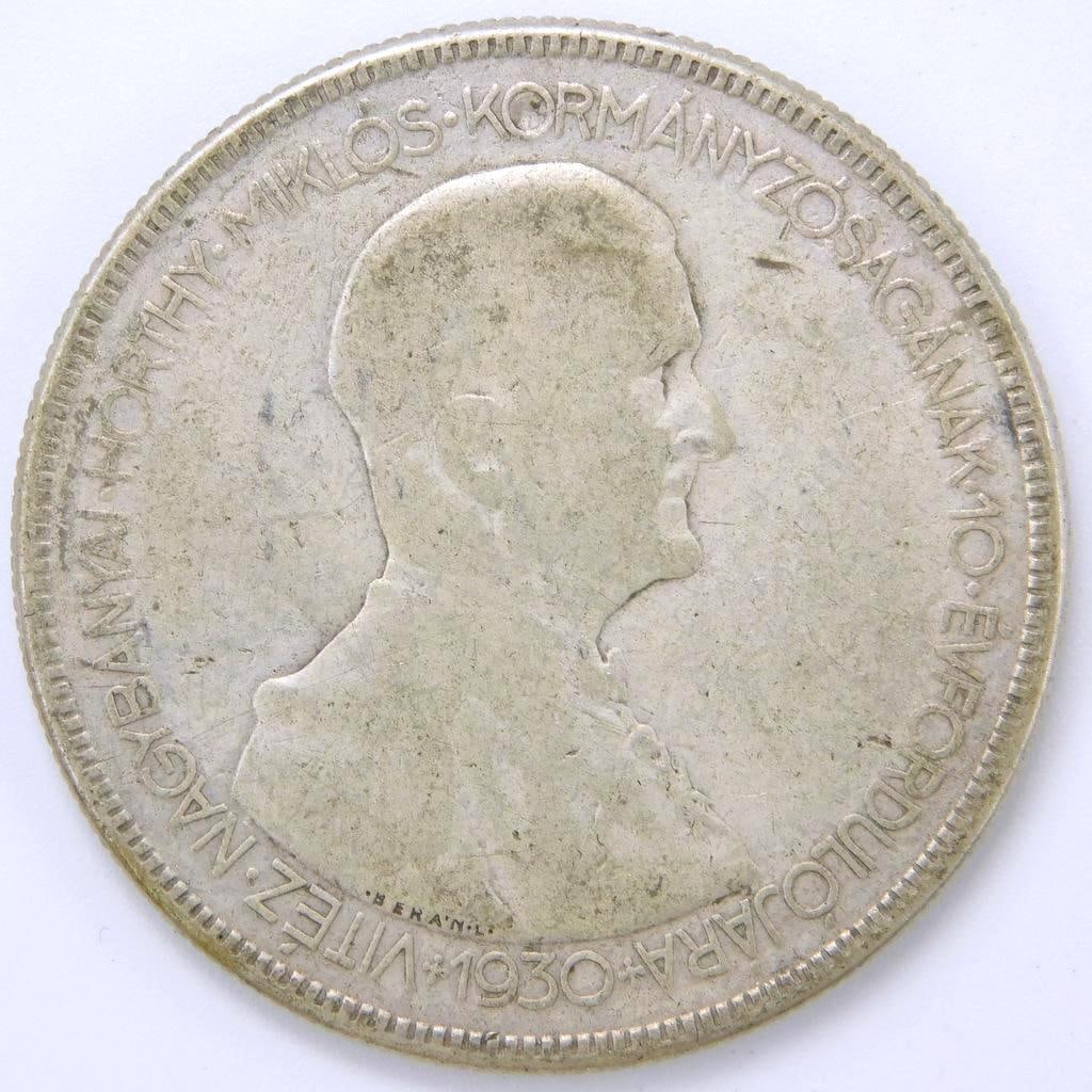 1930 Hungary Admiral Miklos Horthy Antique Silver 5 Pengo Hungarian Coin (1 of 2)