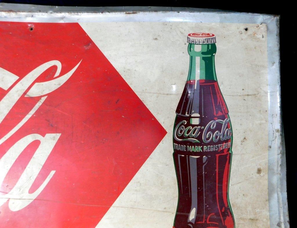 Original Coca-Cola Tin Advertising Sign, Barn Find - 15