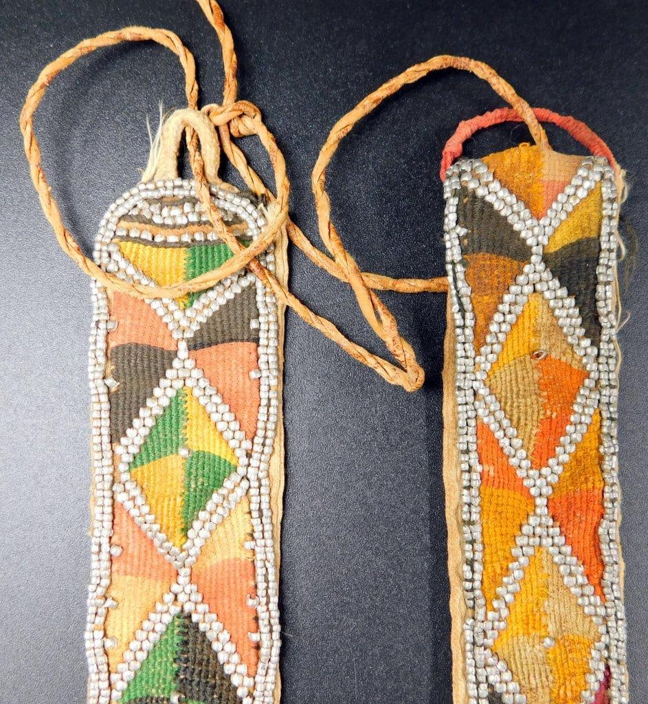 19th - Early 20th Century Antique West African Beaded Leather Sash - 2