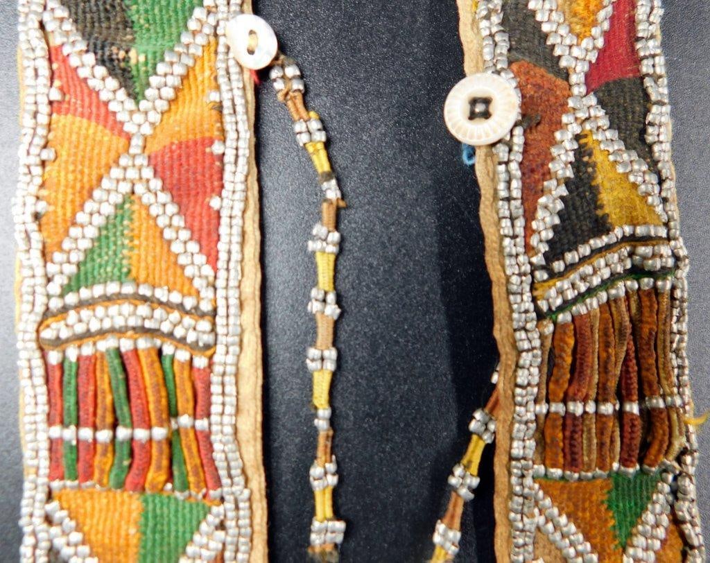 19th - Early 20th Century Antique West African Beaded Leather Sash - 3