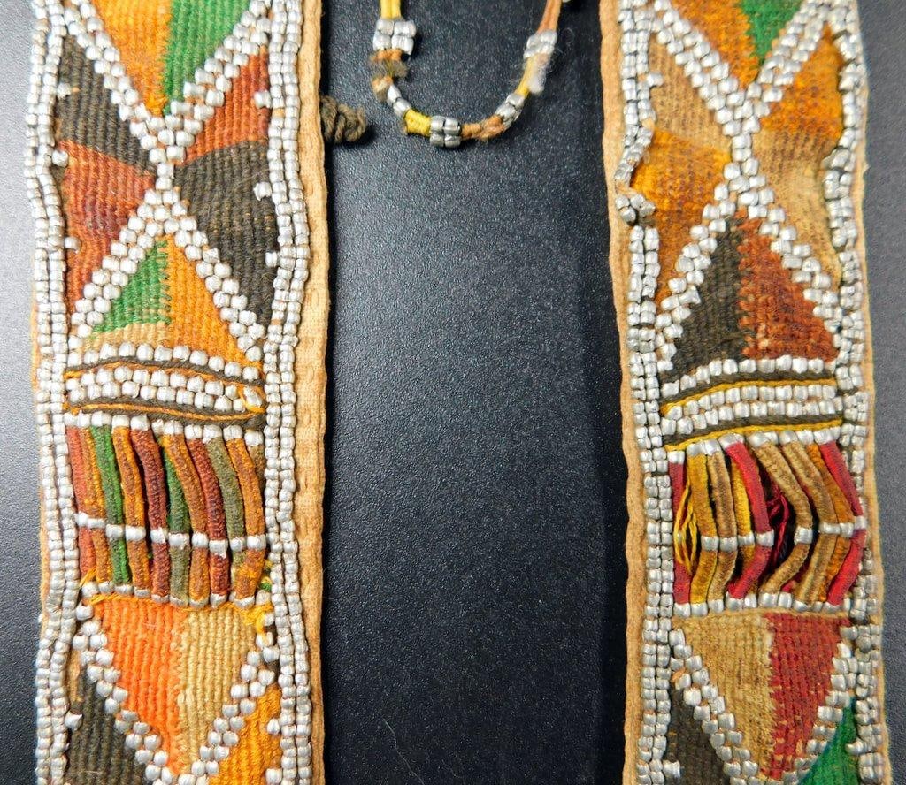19th - Early 20th Century Antique West African Beaded Leather Sash - 4