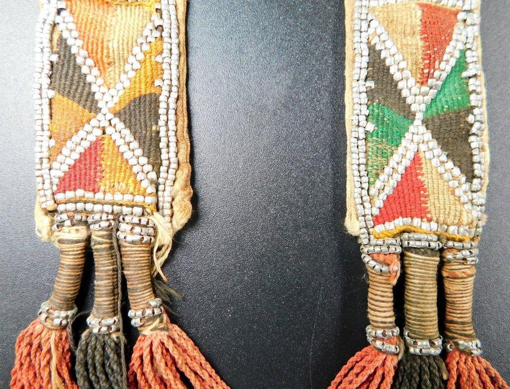 19th - Early 20th Century Antique West African Beaded Leather Sash - 5