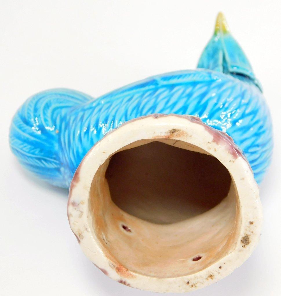 Three Blue Ceramic Roosters with Hollow Bases - 3