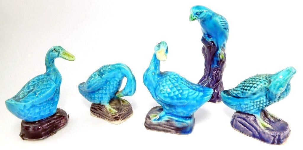 Grouping of Geese, Ducks and Hawk Blue Figurines (1 of 10)