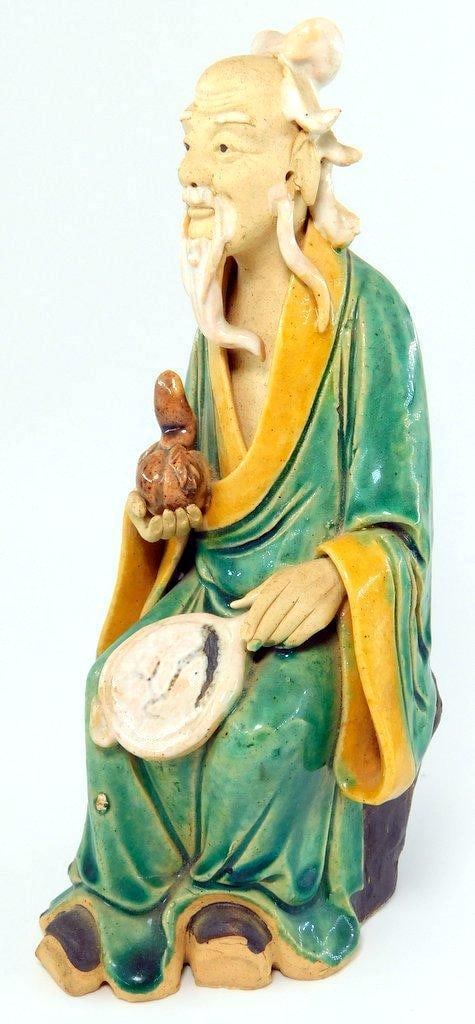 Chinese Mudman Figure, Wise Man w/ Scroll and Fan (1 of 4)