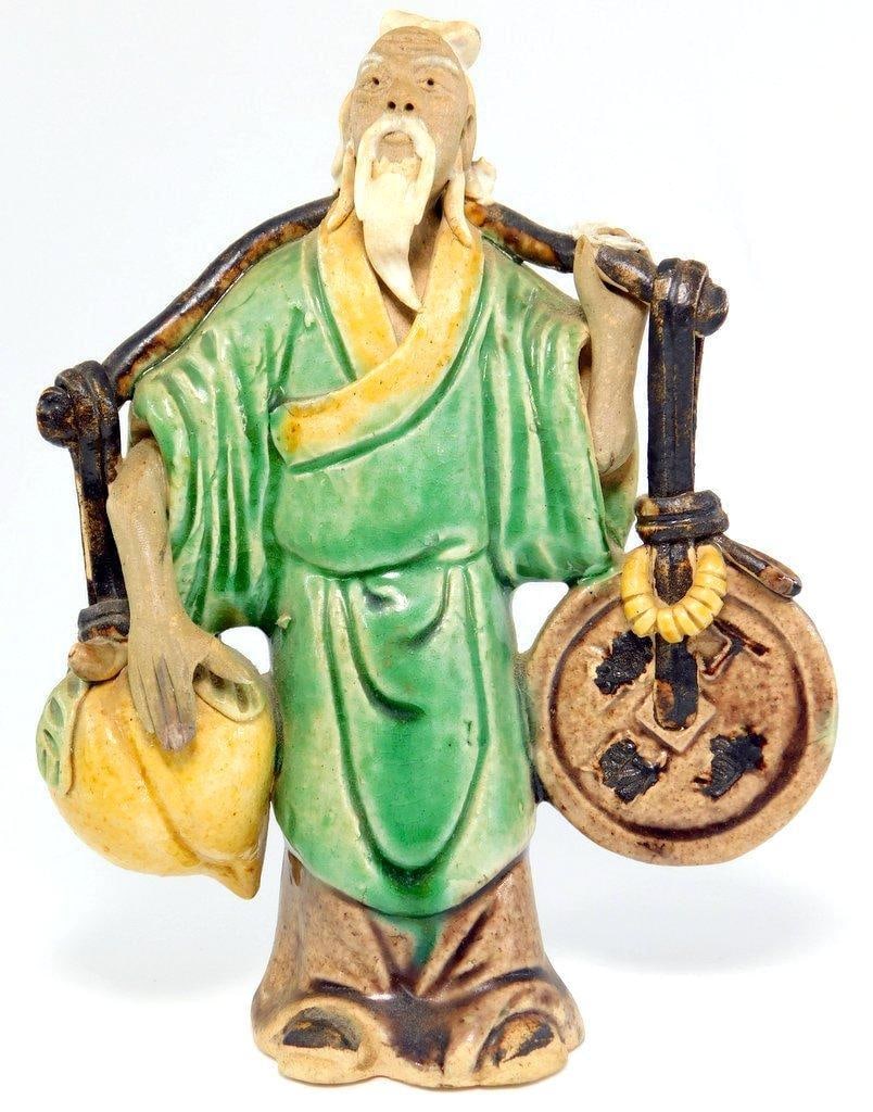 Pair of Chinese Yoke Bearer Mudmen Figures - 2