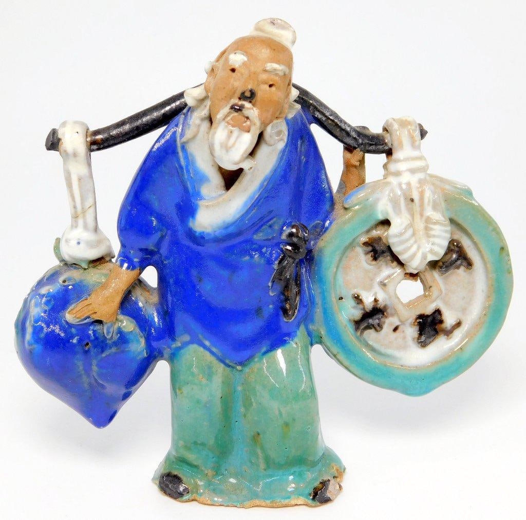 Pair of Chinese Yoke Bearer Mudmen Figures - 7