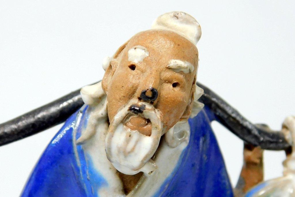 Pair of Chinese Yoke Bearer Mudmen Figures - 8