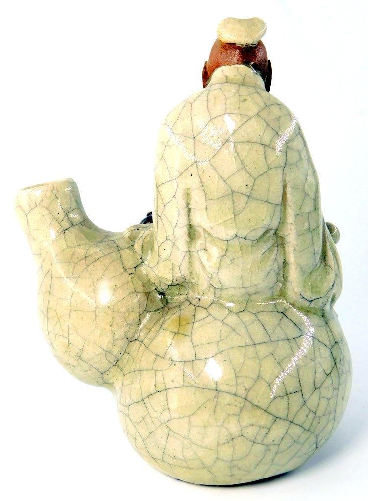 Chinese Shiwan Eldery Man Mudman w/ Jar - 4